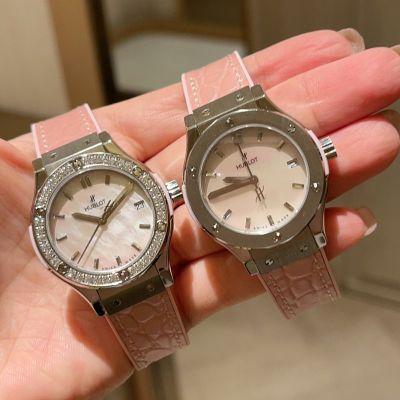 Hublot Lady 33mm Swiss Ronda Quartz Movement Pink Leather Strap Replica Watch